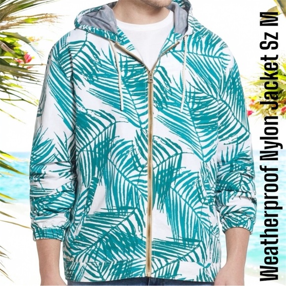 Weatherproof Vintage Leaf 🍁 Print Lined Nylon Jacket 🧥 Size Medium NWT